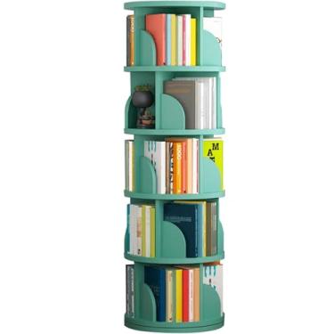 Imagem de Torre de estante rotativa de nível, estante giratória Lazy Susan, prateleira giratória 360 de armazenamento de livros carrossel redondo, organizador de canto espiral giratório vertical, verde