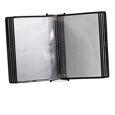 Imagem de Organizador de referência de montagem na parede - 10 bolsos de exibição de catálogo A4 de dupla face, capacidade para 20 folhas, sistema de fichário durável de PVC e metal para armazenamento eficiente