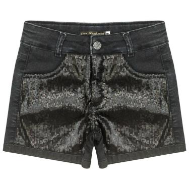 Imagem de Shorts Juvenil Look Jeans c/ Paetê Preto - UNICA - 4-Feminino