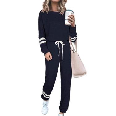 Imagem de Conjunto de Moletom Feminino PRETTYGARDEN Azul Marinho com Manga Longa