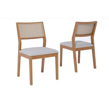 Imagem de Cadeiras Cozinha Oiti Kit 2 Un Carvalho/linho Cinza/tela Cimol