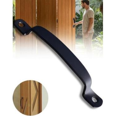 Imagem de Puxador Porta Camarão Preto Alumínio Madeira Parafuso Kit - Oliveira F