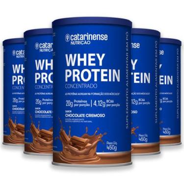 Imagem de Kit 5 Whey Protein Concentrado Catarinense 450g Chocolate, chocolate