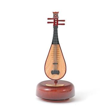 Imagem de Caixa de música giratória em estilo alaúde com estatueta de instrument