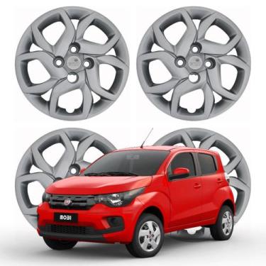 Imagem de Jogo Calota Aro 14 Fiat Mobi 2017-2018 Cubo Baixo Prata - Grid Calotas