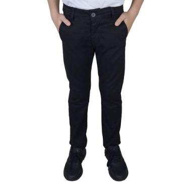 Imagem de Calça Sarja Infantil Masculina King&Joe Sarja Slim Preta, 04, Preto