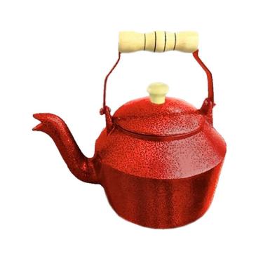 Imagem de Chaleira Hotel CHAL2LVDF 2L para Bebidas em Alumínio Fundido com Pegador de Madeira Uso Doméstico e Comercial Vermelho