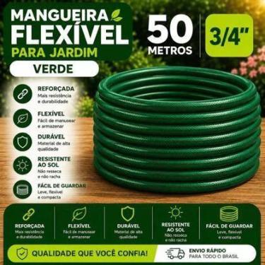 Imagem de Mangueira 50 metros verde para jardim quintal irrigação trançada 3/4 n