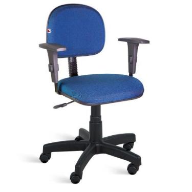 Imagem de Cadeira Secretária Giratória Braços Tecido Azul Com Preto - Ideaflex