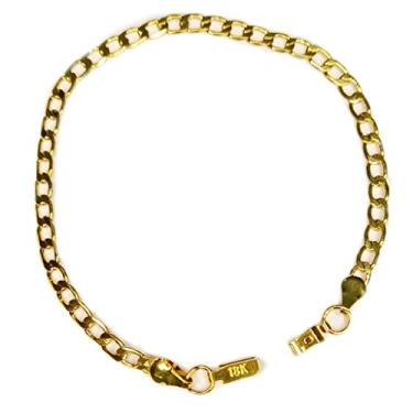 Imagem de Pulseira Masculina Aço Banhado Ouro 18k Fina 4 mm Grumet