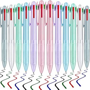 Imagem de Caneta esferográfica multicolorida 4 cores caneta esferográfica retrátil 0,5 mm caneta esferográfica fina para escrita de diário de planejador, 6 cores