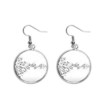 Imagem de Brincos pendentes prateados pretos com notas musicais trançadas em preto joia feminina