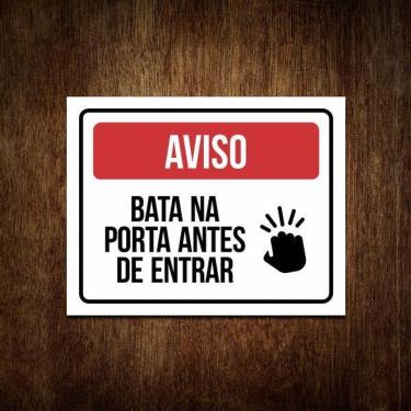 Imagem de Placa Bata Na Porta Antes De Entrar - Sinalização (36X46)