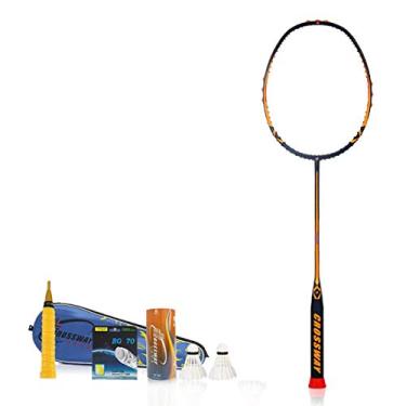 Imagem de HiXB Raquete de Badminton Raquete Única Profissional Grau Dois Badminton e Estojo de Transporte Adequado para Treinamento de Competição Adulta, Laranja