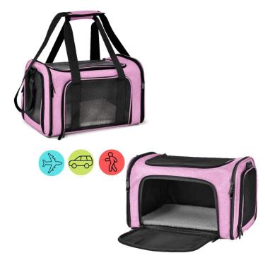 Imagem de Bolsa Pet Transporte Mala Avião para Cachorros e Gatos Cabine Aviação - Duke & Dixie Rosa
