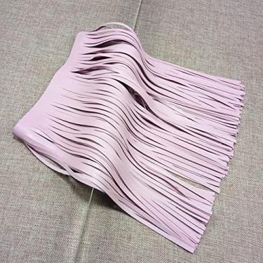 Imagem de 100cm 20/25/30cm PU couro borla franja guarnição fita de renda para bolsa roupas vestidos decoração diy acessórios de costura, rosa, 5mm, 25cm
