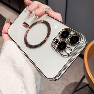 Imagem de Capa magnética folheada fashion para iphone 14 13 12 11 pro xs max x xr 7 8 plus capa transparente de silicone, prata, para iphone 8