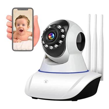 Imagem de Babá Eletrônica Câmera Wifi Sem Fio Visão Noturna Microfone Segurança IP Full HD Áudio