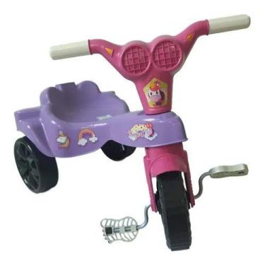 Motinho Triciclo infantil rosa motoca desenho unicórnio - Xalingo