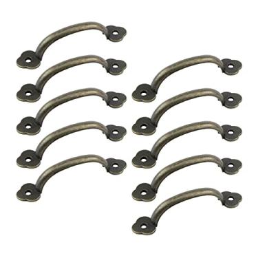 Imagem de Alça para porta de arame tuchê, puxador de portão, alça de bronze, alças para gaveta ao ar livre, 10 cm de comprimento com parafusos de montagem para armário, gaveta, pacote de 10, Bronze