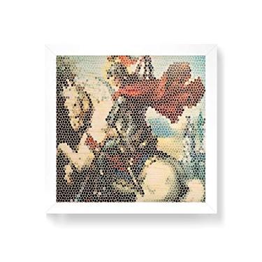 Imagem de Arte Maníacos Quadro decorativo com moldura caixa branca em Madeira - São Jorge Mosaico - 30x30cm