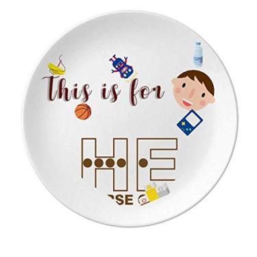 Imagem de Morse Code He Point-Line Expressions Prato de Porcelana Redondo, Prato de Jantar Masculino