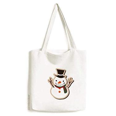 Imagem de Sacola de lona com desenho de boneco de neve de Natal, bolsa de compras casual