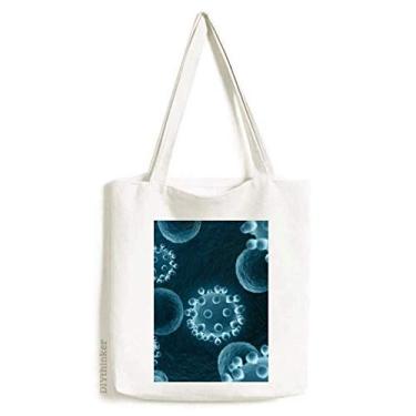 Imagem de Bolsa de lona com estampa de célula azul ciência, bolsa de compras casual