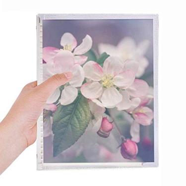 Imagem de Caderno de flores brancas lindas rosa com folhas soltas para diário recarregável