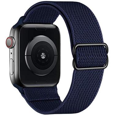 Imagem de Hoopyeecase Alongado Nylon Solo Loop pulseira de relógio Compatível com Apple Watch 42mm 44mm, Ajustar Alongamento Trançado Esporte Elásticos pulseira Compatível com iWatch Series 6/5/4/3/2/1 SE