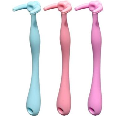 Imagem de YaPoola Cabo de fio dental com design colorido, 3 unidades para adultos e crianças, escova interdental, sem sabor, palhetas de fio dental, suporte de floas, fio dental reutilizável