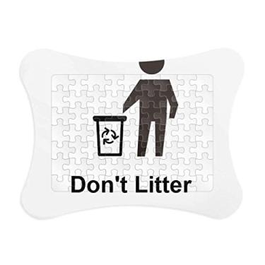 Imagem de Moldura de quebra-cabeça Don't Litter com estampa de símbolos pretos para decoração de imagens