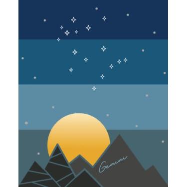 Imagem de The Gemini Constellation Zodiac Graph Paper Notebook: Geometric Design Sky and Stars for People who Born in June, Gift Idea, Grid Square 4x4 Journal