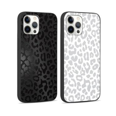 Imagem de RUMDEY Capa de telefone com estampa de chita fofa para Apple iPhone 12 Pro Max de 6,7 polegadas, capas de design de leopardo de luxo com design de silicone macio fino TPU à prova de choque capa protetora para mulheres e meninas - preto e branco
