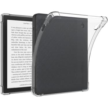Imagem de JKase Capa de TPU transparente compatível com Kobo Libra 2 (7 polegadas) 2021, capa traseira flexível de silicone macio e leve à prova de choque transparente