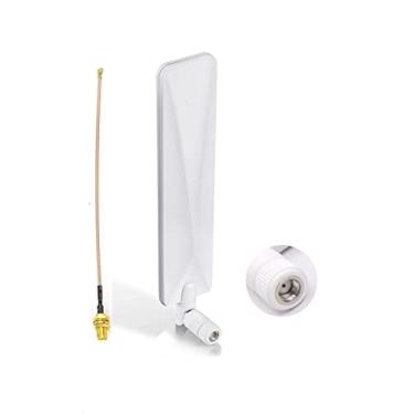Imagem de Antena 4G 5G LTE 9dBi SMA macho celular branca SMA antena para roteador CPE sem fio hotspot gateway celular roteador IoT industrial câmera de segurança externa com cabo SMA IPEX