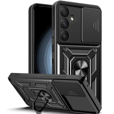Imagem de Capa para Samsung Galaxy A35 5G con Tapa de Cámara deslizante, Militar Antigolpes Magnético Rotación Anillo Carcasa Samsung A35, Resistente Protección Doble Capa Case Cover para Samsung A35 5G Negro