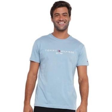 Imagem de Camiseta Tommy Hilfiger Masculina Core Logo Tee Azul Claro-Masculino