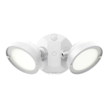 Imagem de Halo TGS2S402DRRW selecionável (2500, 2000, 1500 lúmens) Luz de LED de segurança com sensor de crepúsculo ao amanhecer, 2 cabeças redondas, branca