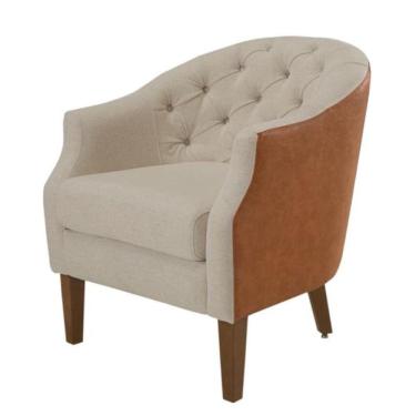 Imagem de Poltrona MH-3685 Herval Madeira Eucalipto Estofado em Linho Bege Laterais Marrom A