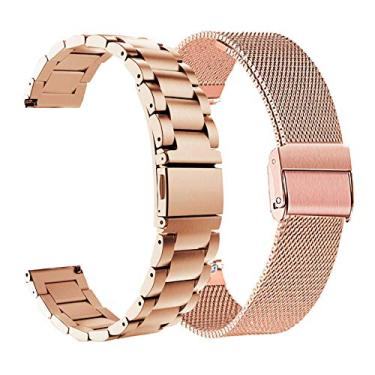 Imagem de ViCRiOR Pulseira de relógio compatível com Amazfit Active 2/GTS 4 Mini/GTS 4/GTS 3/GTS 2/GTS 2 Mini/GTS 2e/GTS, pacote com 2 pulseiras de malha de aço inoxidável para Amazfit Bip/Bip 3 Pro/Bip U Pro