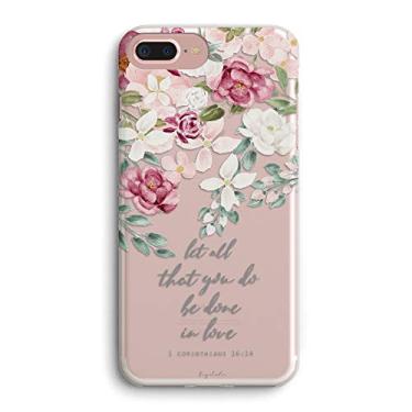Imagem de Capa para iPhone 8/iPhone 7/iPhone SE (2020) Rosas vermelhas rosas inspiradoras escrituras versículos bíblicos citações cristãs Corinthians capa protetora macia design transparente para mulheres