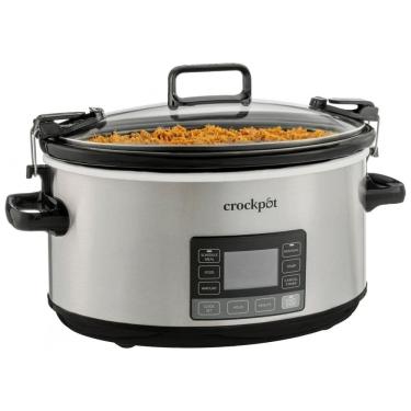 Imagem de Panela Elétrica Multifuncional 7L Portátil com Temporizador e Tampa de Travamento, 110V 1500W, Crock Pot, Prata