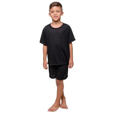 Imagem de Pijama Diones Com Shorts Estampado e Conforto Infantil, Preto, 4