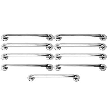 Imagem de Alça Barra De Apoio 50cm Aço Inox Kit 9 Uni Gestante Idoso Cadeirante Segurança Box Banheiro Corrimao