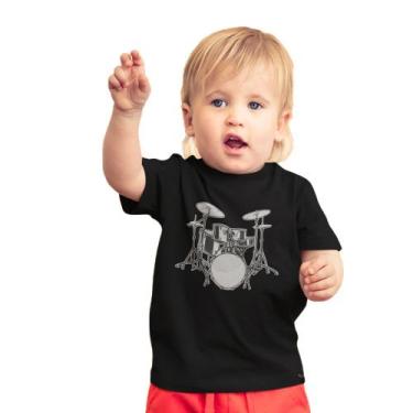 Imagem de Camiseta Infantil Unissex Baterista Instrumento Bateria Drum - Hipster