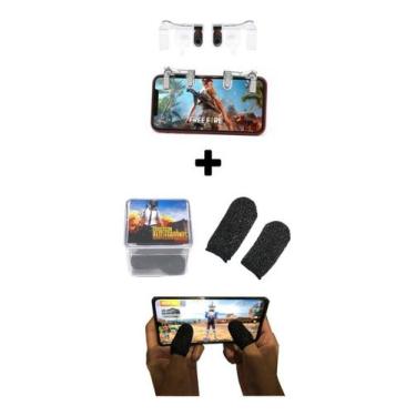 Imagem de Kit 1 Par Luva De Dedo Gamer Case + 1 Par Gatilhos R1 L1 - LL, PubG Mo
