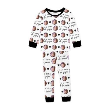 Imagem de Pijama Dia dos Pais com Foto dos Filhos é a Cara do Papai - Camiseteri