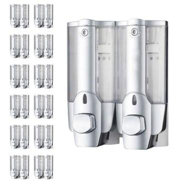 Imagem de Dispenser Duplo Banheiro Kit 12 Unidades Sabonete Liquido Alcool Gel S