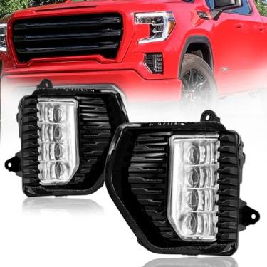 Imagem de SINYATO INDUST Luzes de neblina LED com DRL para GMC Sierra 2019, 2020, 2021, 2022, GMC, Sierra, Bumer, faróis de neblina com interruptor e chicote de fiação, um par